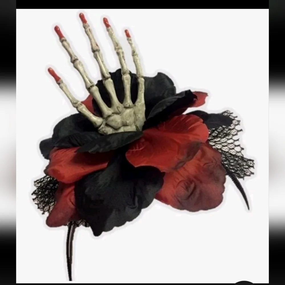 Skeleton Hand In A Rose Headband NWT